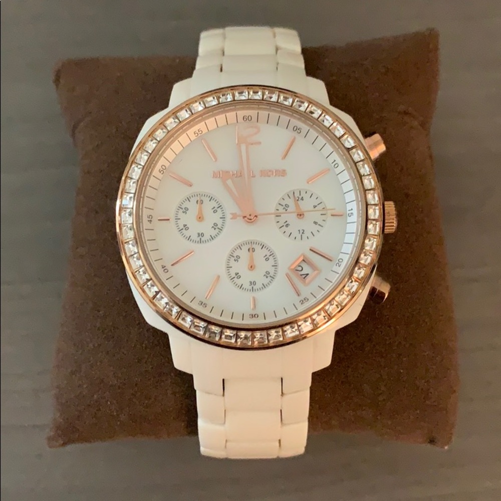 Michael Kors White Acrylic Crystal Watch